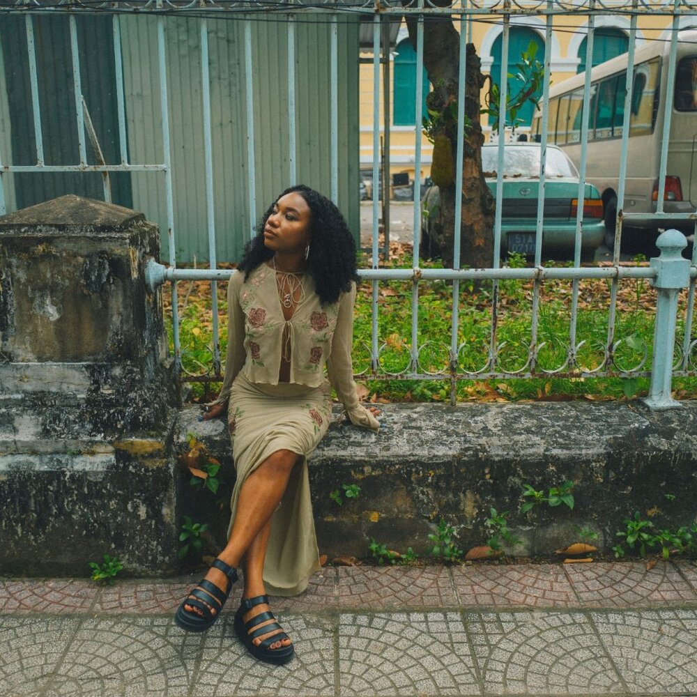 House of CB ASRA Artichoke Floral Tie Front Top